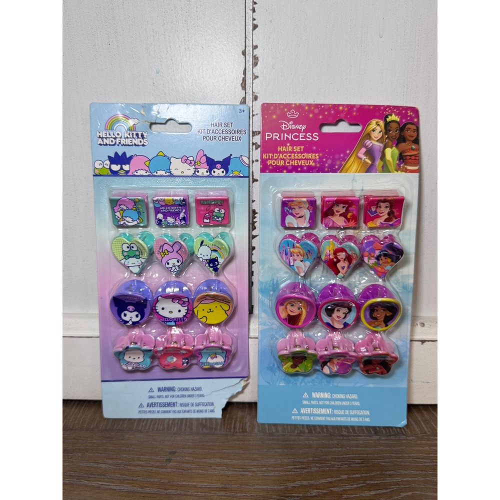 Sanrio Hello Kitty Disney Princess Hair Clip Set Bundle 24pc Claw Clips New